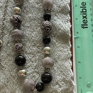Elegant Silver and Black Beaded Necklace